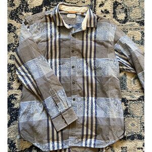 Tommy Bahama Jeans Island Crafted XL Blue Bandana Plaid Cotton Shirt